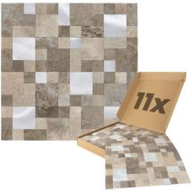 Dalsys - Wandpaneele selbstklebend Steinoptik 1m², 11 Stück Wandverkleidung feuchtigskeitsbeständig, Premium Qualität für Bad und Küche, Quadrat
