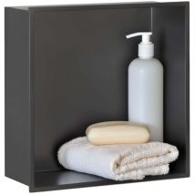 Wandnische Edelstahl, moderne Duschnische, Keine Fliesen erforderlich, wasserdicht - 30x30x12cm, Schwarz - Dalsys