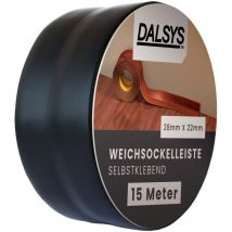 Weichsockelleiste Selbstklebend Klebeleiste, Abschlussleiste Für Fugen In Wohnbereich, Küche, Bad, Aus Pvc Kunststoff - Schwarz 15m - Dalsys