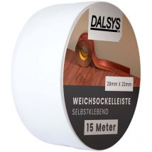Weichsockelleiste selbstklebend Klebeleiste, Abschlussleiste für Fugen in Wohnbereich, Küche, Bad, aus pvc Kunststoff - Weiß 15m - Dalsys