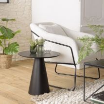 Macabane - daly - Table d'appoint ronde noire 50x50cm pied conique métal