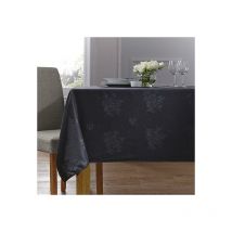 Homespace Direct - Damask Rose Tablecloth 70x90 Rectangle Black Easycare - Black