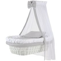 Waldin - ensemble berceau 8 pièces avec matelas, pas une complète berceau:blanc/points blancs