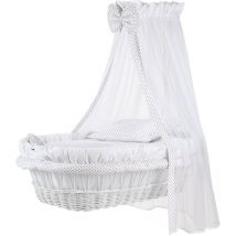 Waldin - ensemble berceau 8 pièces avec matelas, pas une complète berceau:blanc/pois gris