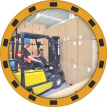 Sicherheits-/Verkehrsspiegel D.800 mm Acryl, gelb/schwarz 22 m ca. 110°-Blickwinkel