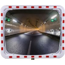 Verkehrsspiegel H800xB1000mm Kunststoff, rot/weiß 27 m