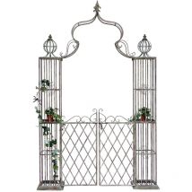 Arc de roses avec portail Portail en métal 275x170 cm Arc de cercle Pergola 110241 Fer forgé Aide à la croissance Portail de jardin - Dandibo