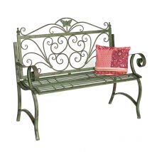 Dandibo - Banc de jardin Métal Résistant aux intempéries Patine Verte 120 cm 2 places Banc 96021 Banc de parc en fer Jardin