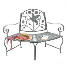 Dandibo - Banc semi-circulaire Métal Résistant aux intempéries Gris 130 cm Banc d'arbre 96013 Banc de jardin Banc de parc Banc en fer
