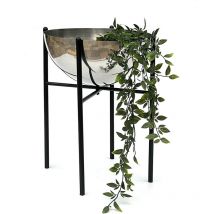 Blumenhocker Metall mit Topf Schwarz Silber 45 cm Blumenständer 96257 l Blumensäule Modern Pflanzenständer Pflanzenhocker - Dandibo