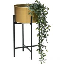 Dandibo - Blumenhocker mit Topf Gold Metall Schwarz 50 cm Blumenständer 96527 Pflanzenständer Blumensäule Modern Pflanzenhocker