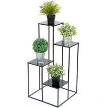 Dandibo - Blumentreppe Metall Schwarz 82 cm Pflanzentreppe Blumenständer 435 Blumensäule Modern Pflanzenständer Blumenhocker