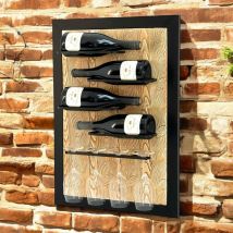 Casier à Vin Mural Métal Noir 4 Bouteilles avec Porte-verres 96617 Porte-bouteilles Étagère Murale Design Moderne Décoration Murale - Dandibo