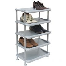 Dandibo - tagère à chaussures Plastique 93901 Empilable Rangement à chaussures ouvert Étagère à chaussures à 5 niveaux Gris Armoire à chaussures