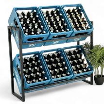 Tagère pour caisses de boissons 6 caisses avec crochets en grille 100 cm métal 96598 étagère à boissons support pour caisses - Dandibo
