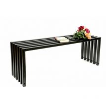Panchina da giardino in metallo solido resistente alle intemperie nero 120 cm Ela Bench Moderna 96205 Park Bench Panchina in ferro a doghe - Dandibo