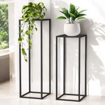 Pflanzenständer 96587 Metall 100 cm und 70 cm Schwarz Eckig 2er Set Beistelltisch Hoch Blumenhocker Blumenständer Modern Design - Dandibo