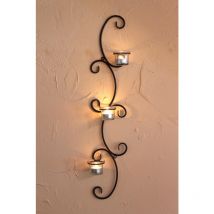 Porta tea light da parete in metallo nero Emma 68 cm porta tea light porta candela da parete porta candela da parete porta candela da parete porta