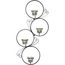 Porta tealight da parete in metallo nero rotondo porta candela da parete 60 cm porta tealight da parete applique in ferro battuto - Dandibo