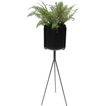 Porte-fleurs avec pot Métal Noir 80 cm Porte-fleurs 96022 Colonne à fleurs Moderne Porte-plantes Tabouret pour plantes - Dandibo