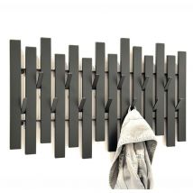 DanDiBo Porte-Manteau Mural Noir Métal Moderne 96637 Porte-Manteau Mural avec Crochets, Rail à Crochets, Crochets Porte-Manteau