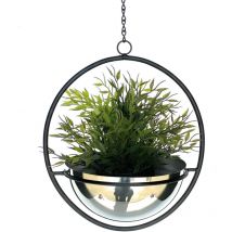 Pot de fleurs Intérieur Métal Mur Plantes suspendues 53 cm 96087 m avec pot Argent Pendentif pour plantes Pendentif pour fleurs Pot de fleurs Pot à