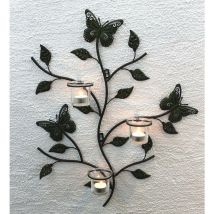 Bougeoir mural en métal Bougeoir mural pour bougies à réchaud 12120 Bougeoir mural 62 cm Bougeoir mural verre à réchaud - Dandibo