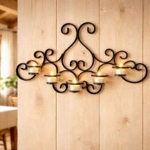 Bougeoir mural Métal Noir Palace Bougeoir mural 63 cm Bougeoir pour bougies à chauffe-plat - Dandibo