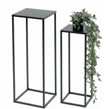 Tabouret pour fleurs Métal Noir Angulaire Support pour fleurs Table d'appoint 96315 Lot de 2 Colonnes pour fleurs Moderne Support pour plantes