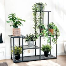 Support de Plantes Intérieur Métal Noir 4 Niveaux 96579 Support de Plantes Moderne Étagère à Plantes - Dandibo