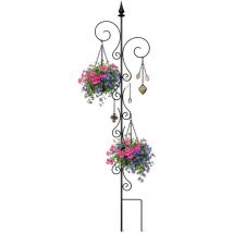 Treillis avec 2 supports Treillis métallique H-145 cm L-30 cm Aide à l'escalade 2 crochets