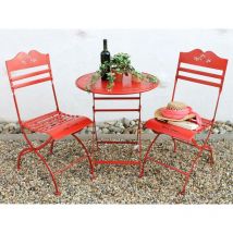 Ensemble 'Passion' table et 2 chaises Set a.Metall Rouge Chaise de jardin Table de jardin