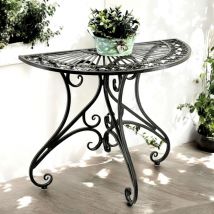 DanDiBo Table murale Table de couloir semi-circulaire Table de console en métal brun Table d'appoint murale 90 cm Vigo 19511 Vintage Antique