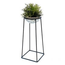 Tabouret à fleurs Métal avec pot Noir argenté 56 cm Porte-fleurs 96078 m Colonne à fleurs Moderne Porte-plantes Tabouret à plantes - Dandibo