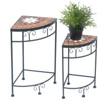 Tabouret à fleurs Mosaïque Étagère d'angle Lot de 2 42 et 52 cm Porte-fleurs 12013 Table d'appoint Porte-plantes Mosaïque d'angle - Dandibo
