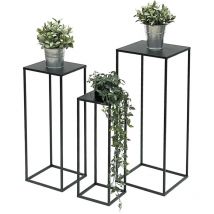 DanDiBo Tabouret pour fleurs Métal Noir Angulaire Support pour fleurs Table d'appoint 96315 Lot de 3 Colonnes pour fleurs Moderne Support pour