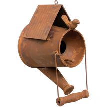 Vogelhaus zum Aufhängen Edelrost Deko Rost Gießkanne Wetterfest 96424 Nistkasten Futterstation für Vögel Shabby mit Kette hängend Metallkanne Kanne