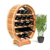Dandibo - Weinregal Holz Stehend Weinfass 18 Flaschen Natur 77 cm Flaschenregal Flaschenhalter Fass