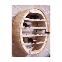 Weinregal Holz Wand Weinfass für 18 Flaschen Natur lackiert für die Wandmontage Wandregal zum aufhängen Flaschenregal - Dandibo