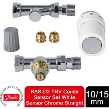 RAS-D2 trv Combi Sensor Set White Sensor Chrome Straight, 10/15 mm - Danfoss