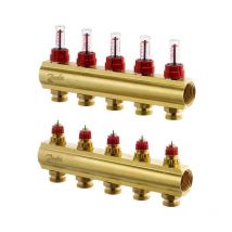 Danfoss Verteiler für Fussbodenheizungen FHF-5F 5 Kreise, mit Durchflussanzeigeeige