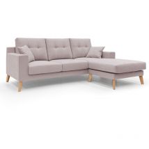 Danish Canapé d'angle moderne reversible en tissu doux imperméable T02 237 cm rose