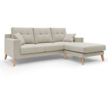 Danish Sofá rinconero moderno reversible de tela suave e impermeable 237 cm Crema