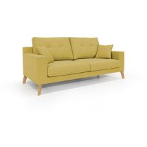 Divani.store - Danish Sofá moderno de tela suave e impermeable 146 cm Amarillo