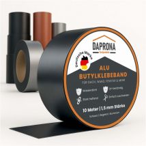 DAPRONA Butylband, Panzertape, Dichtungsband Alu, Reparaturband, Dichtband Fenster Dachrinne, wasserfest, hitzebeständig - 10m x 75mm 1 Stück Schwarz