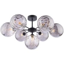 Dar Cohen Plafonnier Semi-encastré À 7 Ampoules, Verre Fumé Noir Mat, 150 Mm