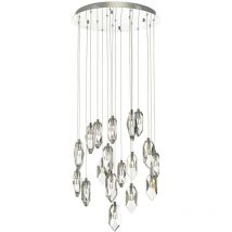 Dar crystal - Lampe à Suspension Cluster Chrome Poli et Cristal, 18x G4