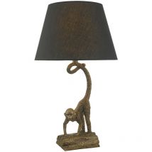 DAR DWAYNE - Lampe de table en bronze avec abat-jour fuselé rond