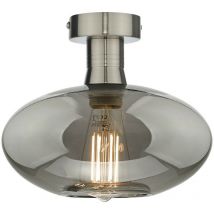 Dar Lighting - Dar Emerson Plafonnier Semi-Encastré Chrome Antique Verre Citrouille Fumé