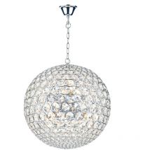 Dar fiesta - Lampada a sospensione sferica da 50 cm, cromo lucido, 8x E14